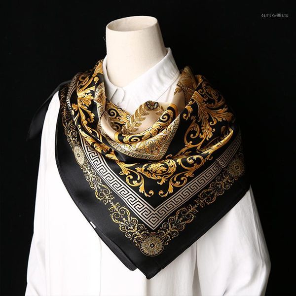 

shawls ladies pure silk scarf women 90*90 cm head real 100% natural square printed fashion wrap scarves1, Blue;gray