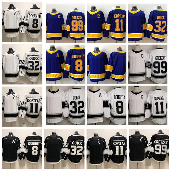 

2021 reverse retro purple 11 anze kopitar hockey jerseys 8 drew doughty 32 jonathan quick 99 wayne gretzky black jersey alternate new mens c, Black;red