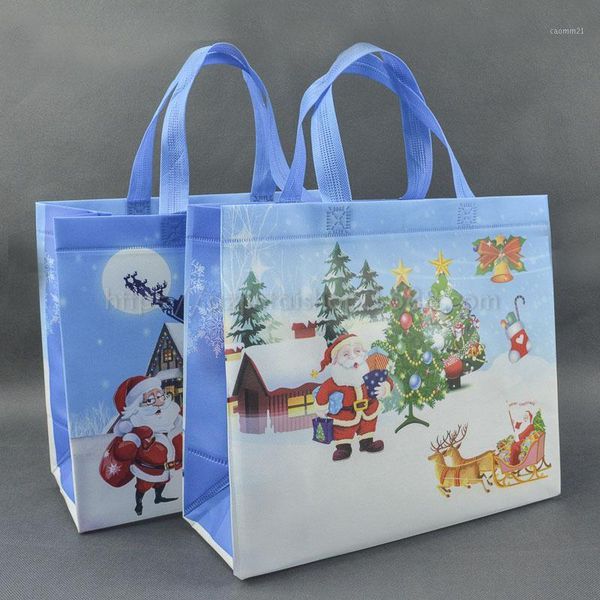 

1 pc christmas gift bag with handles non woven shopping bag christmas treat bags santa claus carrier for shopping1
