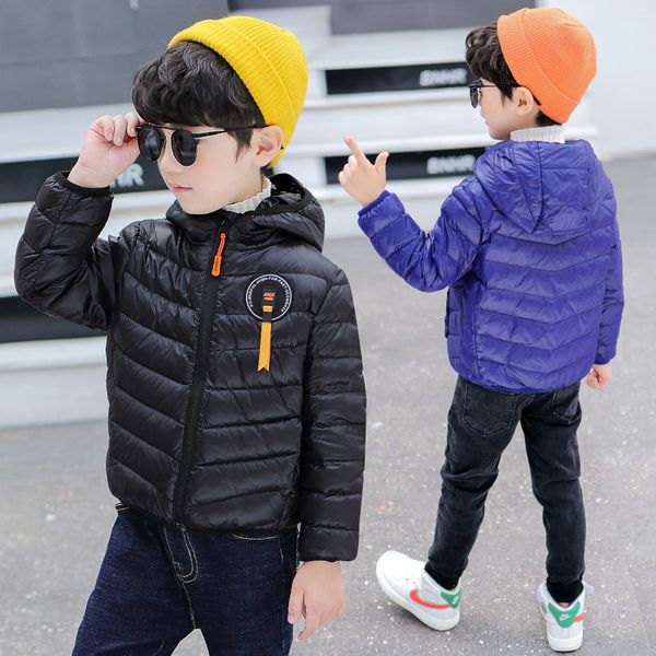 

white duck up 90% children's down jacket autumn winter boat chinese joy jacket baby light thin tide, Blue;gray