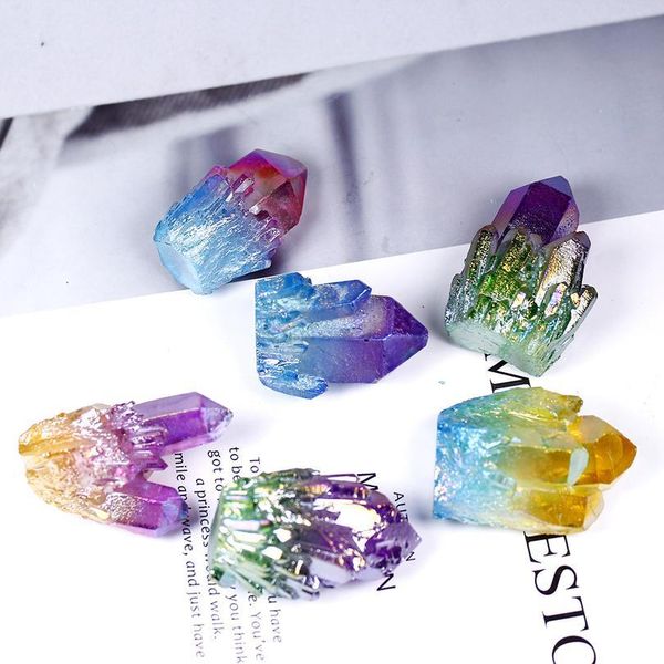 

natural crystal quartz colour cluster mineral specimen healing brand new multi color electroplating stone home sto qylbxl, Black