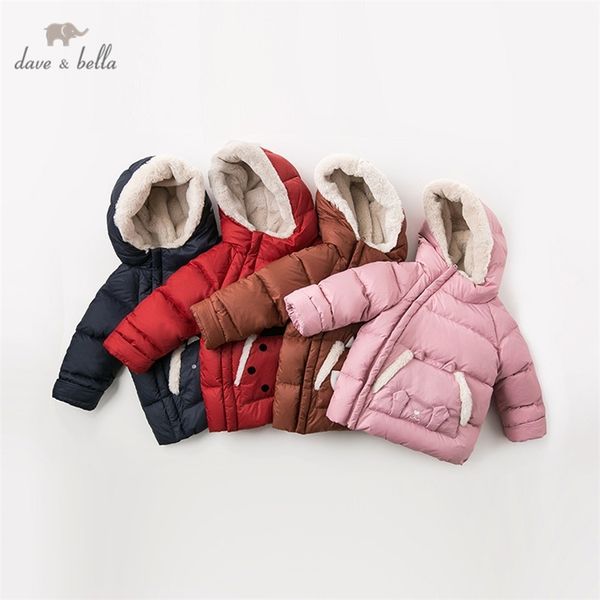 

db11833 dave bella winter baby down coat girls boys cartoon hooded outerwear children 90% white duck down padded kids jacket lj201017, Blue;gray