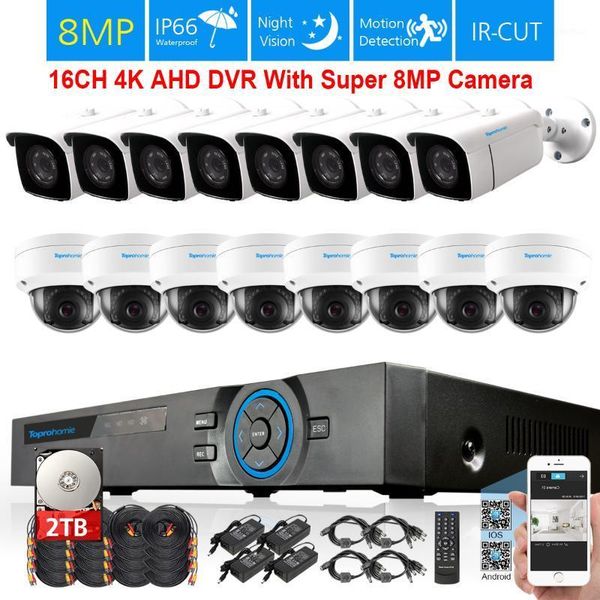 

wireless camera kits ohoime h.265+ 16ch 4k ultra hd 8mp security system 1/3'' sony ccd vandalproof indoor outdoor night vision