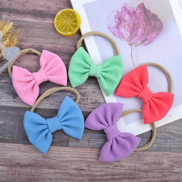 

20pcs/lot wholesale solid color nylon baby headband soft elastic hair bows for girls kids party decoration diy hair accessories q bbytqm