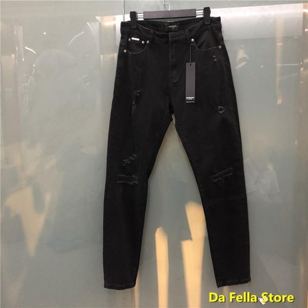 

2020 represent high street jeans men women worn out patch style represent pants version jeans slim stretch pencil pants1, Blue