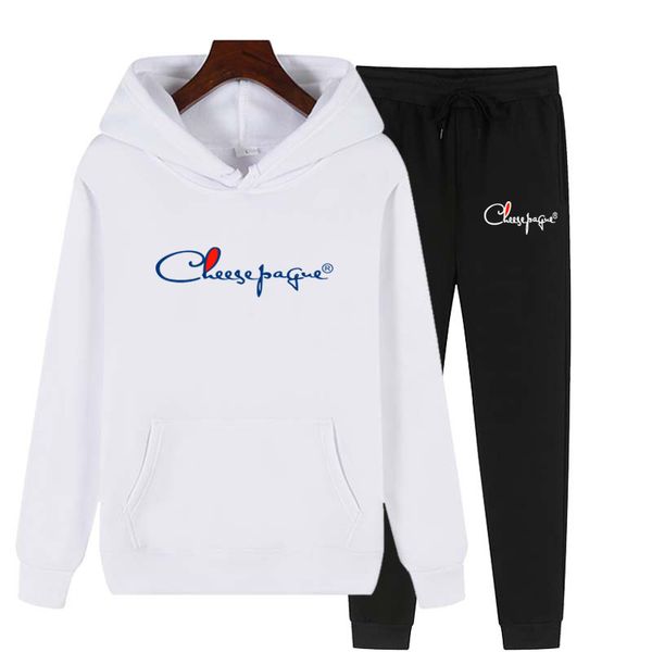 

2022 men's hoodies women tracksuit winter fleece cotton suit warm sweatshirt brand clothing men set jacket+pants 2pcs blue, Gray
