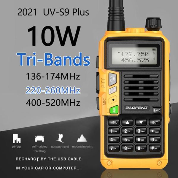 

baofeng uv-s9 plus tri-band 136-174/220-260/400-520mhz 10w poweful walkie talkie 10km long range ham cb radio transceiver 5r