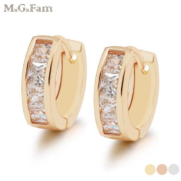

mgfam costume 18 gold color hoop earrings jewelry for women square zircon (13*4 mm) with evironmental copper, Golden;silver