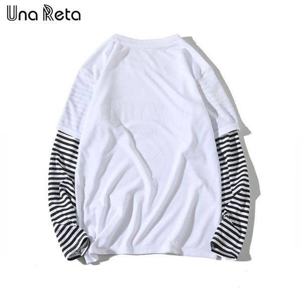 T-shirt Una Reta Mens Spring Harajuku Abbigliamento uomo Hip-Hop Stripe Splicing Tee Top Falso T-shirt da uomo a maniche lunghe in due pezzi 201203