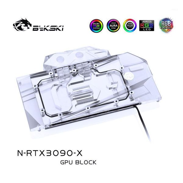 

fans & coolings bykski water block use for nvidia rtx3080 3090 reference edition gpu card / copper backplate rgb aura1