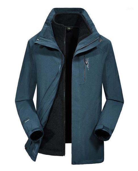 

outdoor jackets&hoodies long sleeves windproof warmth coats double deck windbreaker winter warm keep jacket men1, Blue;black