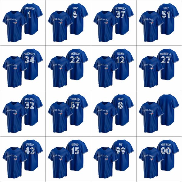 

toronto blue jays #27 vladimir guerrero jr. 99 hyun-jin ryu 12 alomar men women youth custom royal replica alternate jersey, Black