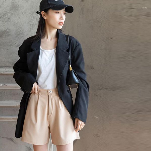 

chiffon high waist wide leg shorts women elegant loose a-line solid short pants female 2020 summer fashion lady short plus size1, White;black