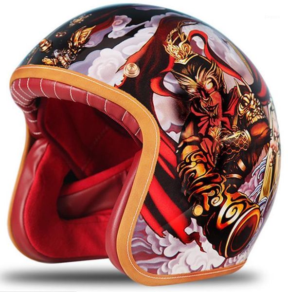 

motorcycle helmets hand-painted helmet wukong pattern design dot ece certified wholesale 068 blue yellow black1