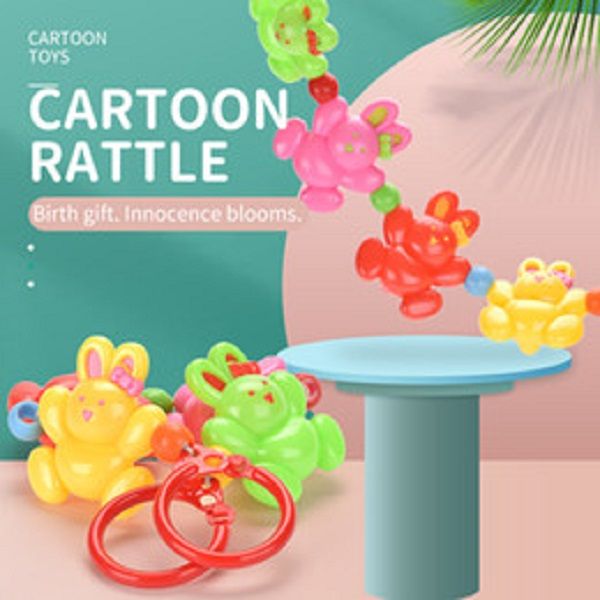 

cartoon rabbit rattle animal shape bed bell cartoon toys little baby sleep pull ring boy girl gift