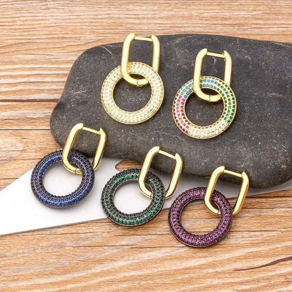 

new design 5 colors choice round shape drop earrings dangle micro pave cz jewelry for women girls wedding party christmas gifts, Silver