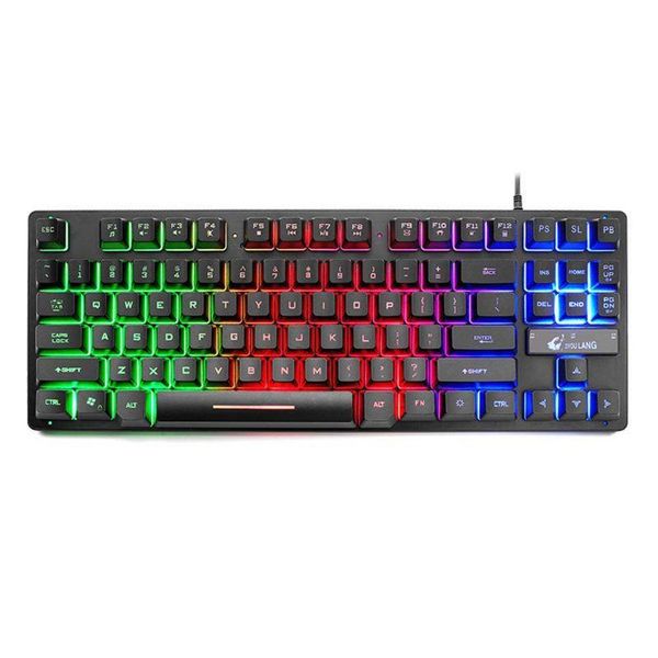 

компьютерная клавиатура 87 ключей доска ключ для пк / ноутбук gamerseven-color backlit проводная клавиатура