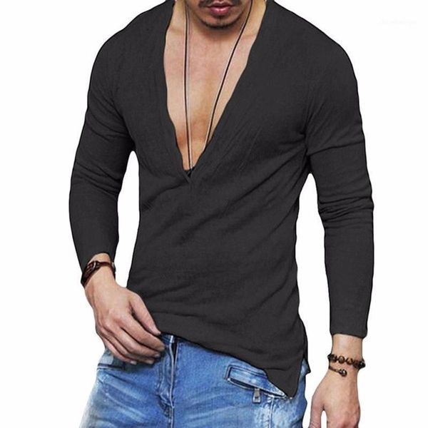 

men t shirt 2020 new trend casual fashion pullover men's breathable t-shirt tulle long sleeve t shirt men's clothing1, White;black
