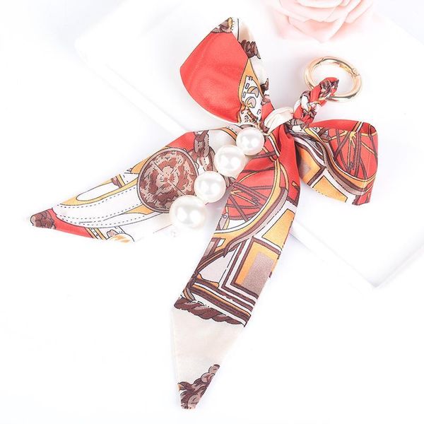 

fashion cloth bow knot key chain chiffon tassel key ring for lady bag ornaments creative fashion charm keychain holder eh3557 h wmtnoj, Silver
