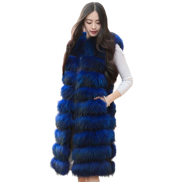 

scorpion hair new real female fox skin long vest with no thin sleeves 7bn7, Black