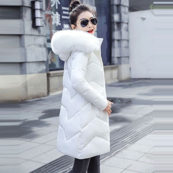 

new winter coat women winter jacket womens parkas gloves warm detachable fur collar detachable hat slim fit outwear 201225, Black