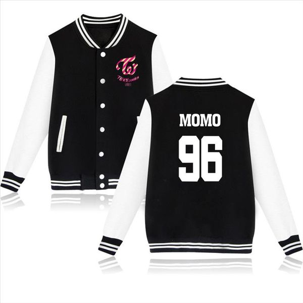 

jyp twice sanskrit print momo nayeon sana hoodie women sweatshirts fashion pink women twice jacket uniform for fans xxs, Black