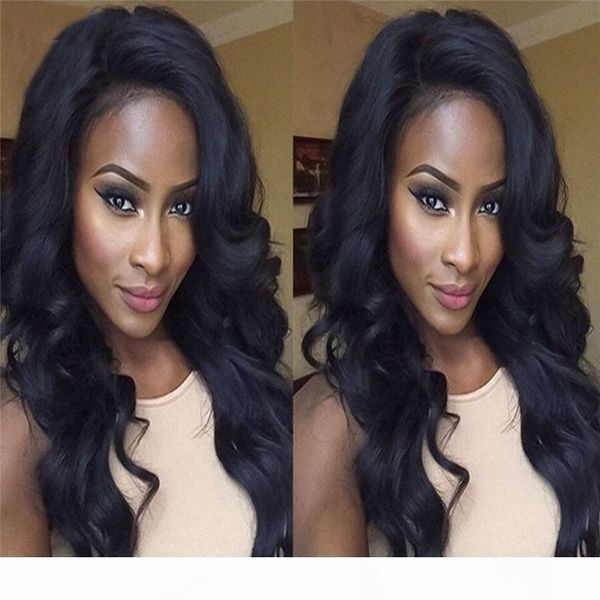 

8a full lace human hair wigs brazillian hair body wave lace front human hair wigs for black women, Black;brown