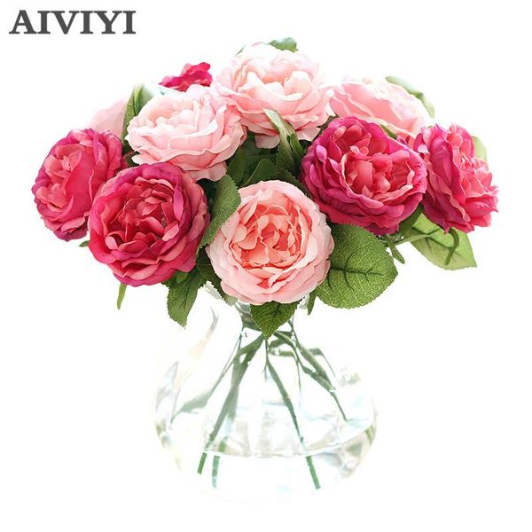

night rose artificial flower fresh rose peony silk floral vivid leaf home wedding decoration diy party garden office decor
