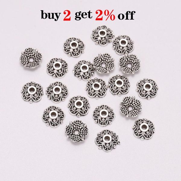 

50pcs/lot 8mm 4 petals tibetan carved flower loose sparer apart end bead caps for diy jewelry making findings wmttgs bdesybag