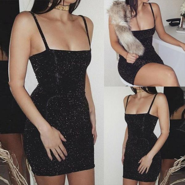 

2020 women dress bandage strap sequin dress bodycon evening party clubwear short mini dresses summer fashion s xl, Black;gray