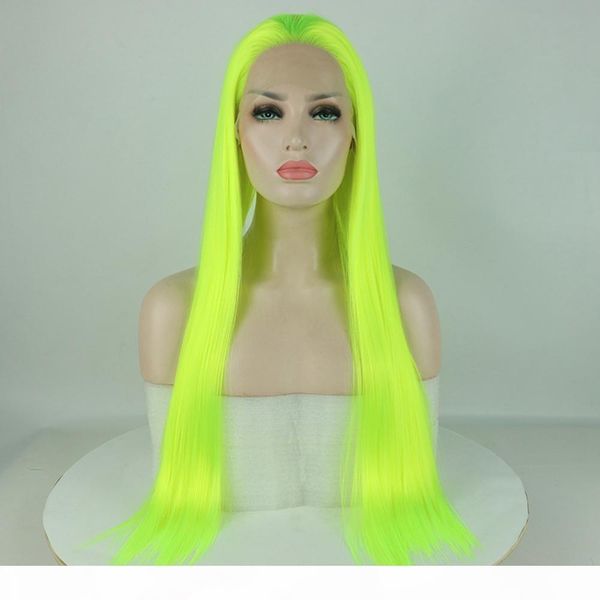 

long synthetic front lace wigs 26 inch yellow black brown pink red straight wig for women middle part high temperature fiber hair