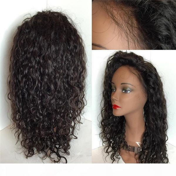 

new arrival malaysian 8a grade high density fashion curly full lace wigs baby hair lace front human hair wigs, Black;brown
