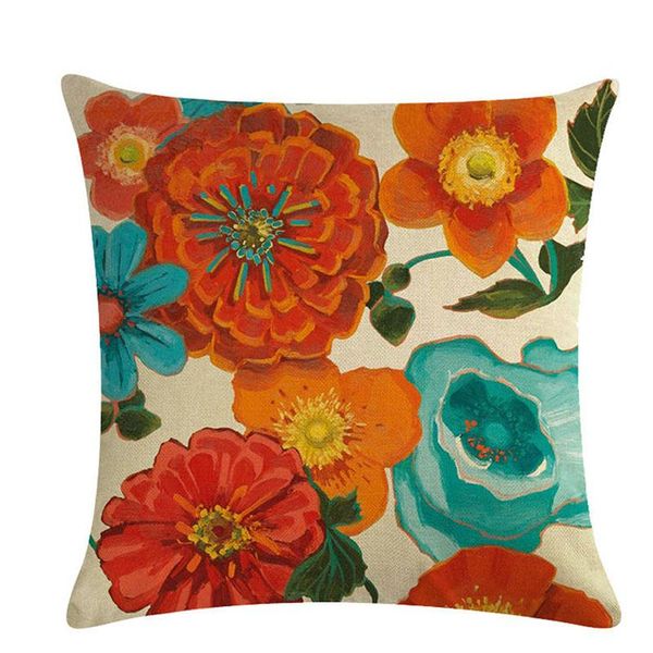 

pure linen cushion cover for home chair sofa decorative pillows oil painting flowers cushion/decorative pillow