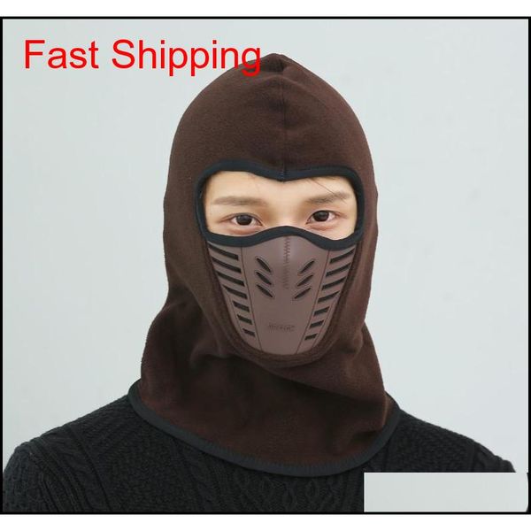 

bike cycling winter warm neck face mask outdoor mask sport thermal flannel cs hat ski hood helmet caps 9 color new arrival k2dob, Black