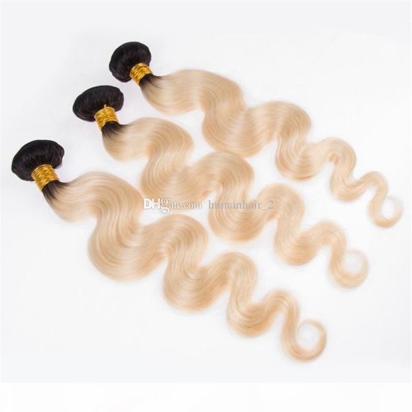 

brazilian vingin hair bundles blonde body wave color 613 dark root hair unprocessed 3 bundles human hair weave bundles deals, Black;brown