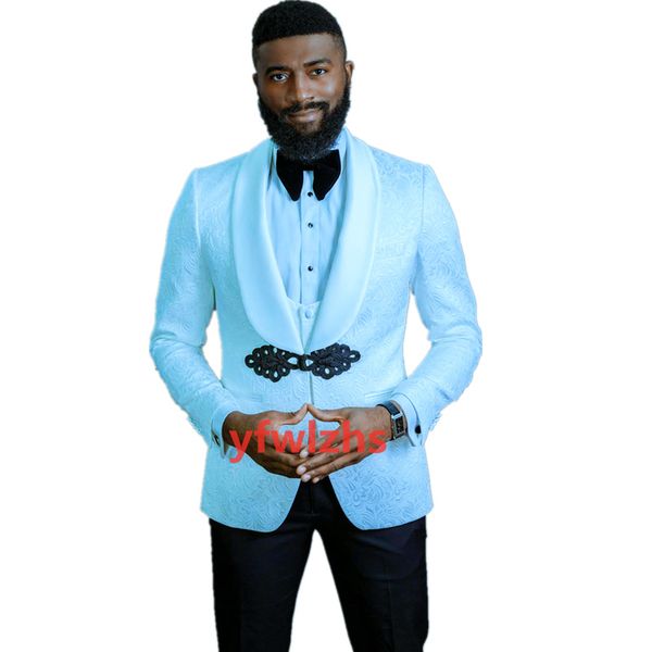

classic embossing handsome groomsmen shawl lapel groom tuxedos men suits wedding/prom man blazer ( jacket+pants+vest+tie) w615, Black;gray