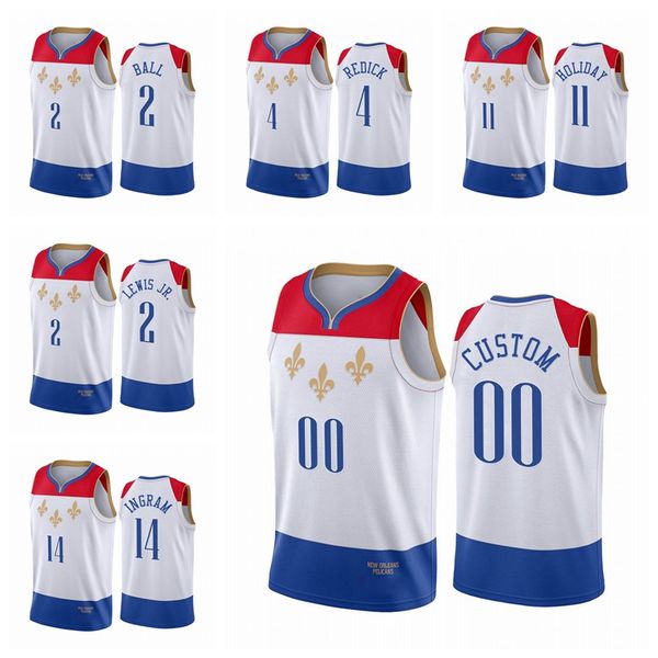 

new orleans pelicans men kira lewis jr. zion williamson 2020-21 jrue holiday white city nba 2020 draft basketball jersey, Black
