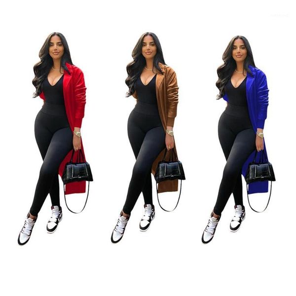 

2021 woman windbreaker fashion extend office lady turn down collar1, Tan;black