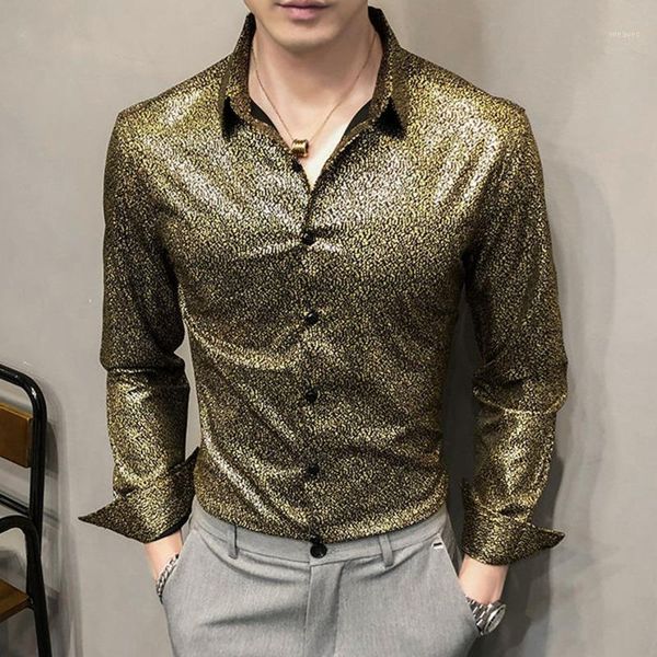 

british style casual slim fit night club party wear tuxedo shirt gold snowflake floral shirts men long sleeve men dress shirt1, White;black