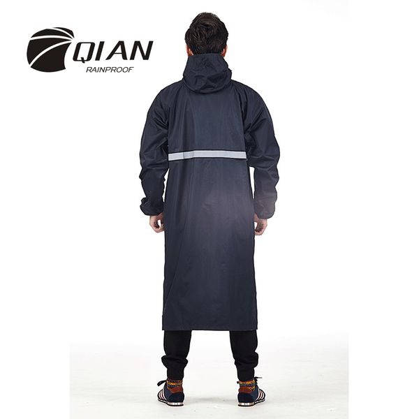 Qian mulheres / homens casaco de chuva longa impermeável trincheira casaco Único-camada Raincoats Poncho Mulheres City Rainwear Gear 201110