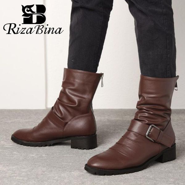 

boots rizabina plus size 34-52 2021 women winter ankle female office lady warm fur short casual shoes woman, Black