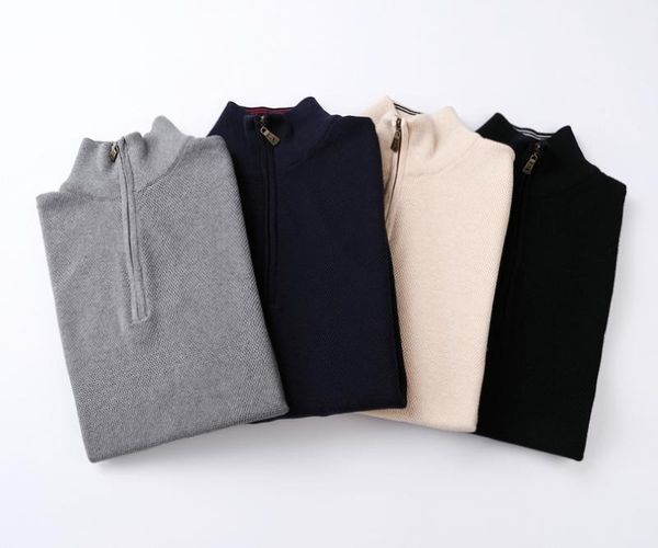 

men small horse high-neck cotton half-zipper sweater autumn winter jersey jumper pull homme hiver pullover men knitted sweaters1, White;black