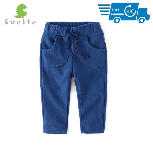 

svelte kids boys girls casual pants trousers for spring autumn polar fleece pants children sport trousers for 1- lj201019, Blue