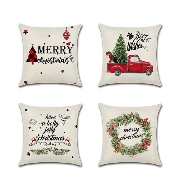 

cushion/decorative pillow christmas santa claus cushion cover 45*45 throw pillowcase sofa home xmas tree wreath navidad decoration fundas co