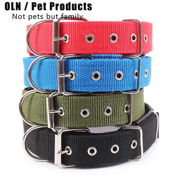 

4.0*60cm length comfortable adjustable nylon strap dog collar for small and big pet dogs collars 4 color red/bule/black/green wmtdfa