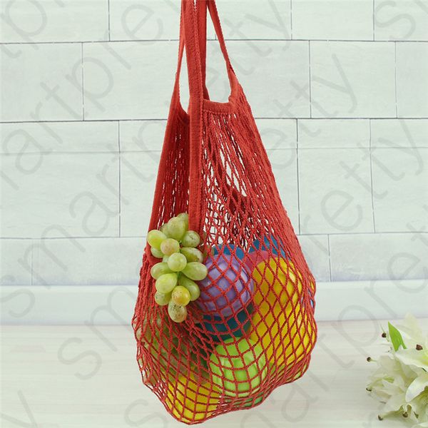 

reusable shopping shopper fruit vegetables grocery tote mesh net woven cotton shoulder hand totes home storage bag 35*40