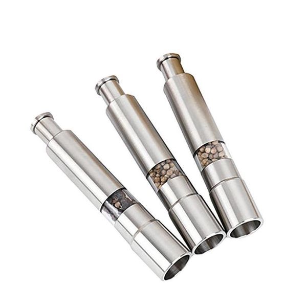 

manual pepper mill salt shakers one-handed pepper grinder stainless steel spice sauce grinders stick kitc jlluut comb2010