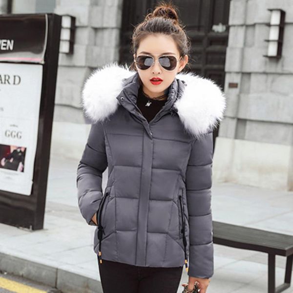 

women's down & parkas big fur collar cotton coat female jacket parka autumn winter women clothes 2021 korean vintage plus size zt4705, Black