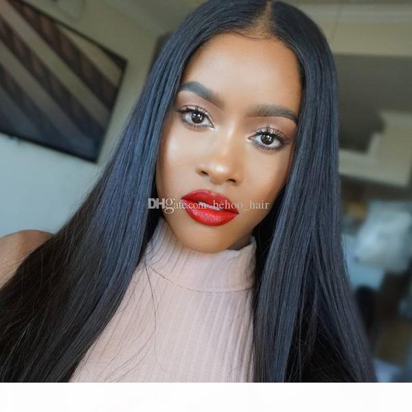 

brazilian human hair silk base full lace long wigs silky straight with natural color roots lace front silk wigs, Black;brown