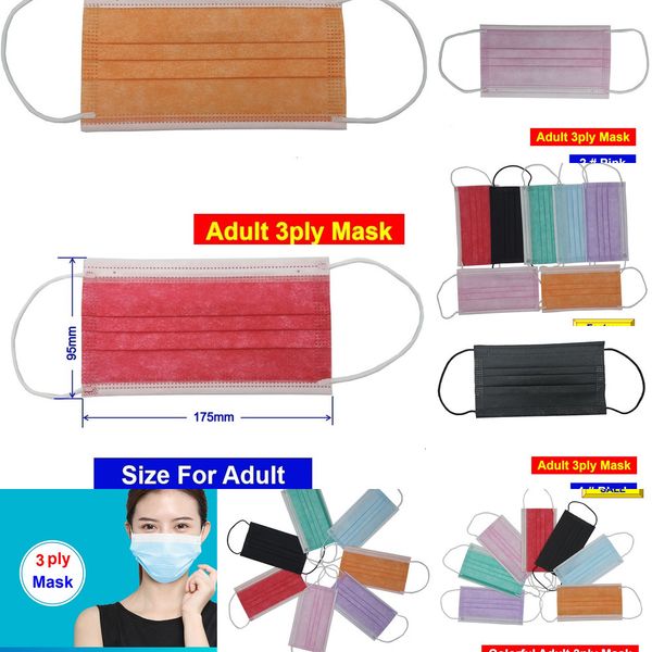 

factroy retail fress 3ply face disposable colorful 3 ply mask bfe&gt;95% 7 iy50s
